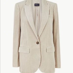 Marks & Spencer | Corduroy Blazer | US 2 | UK 6 | Cream | Ecru